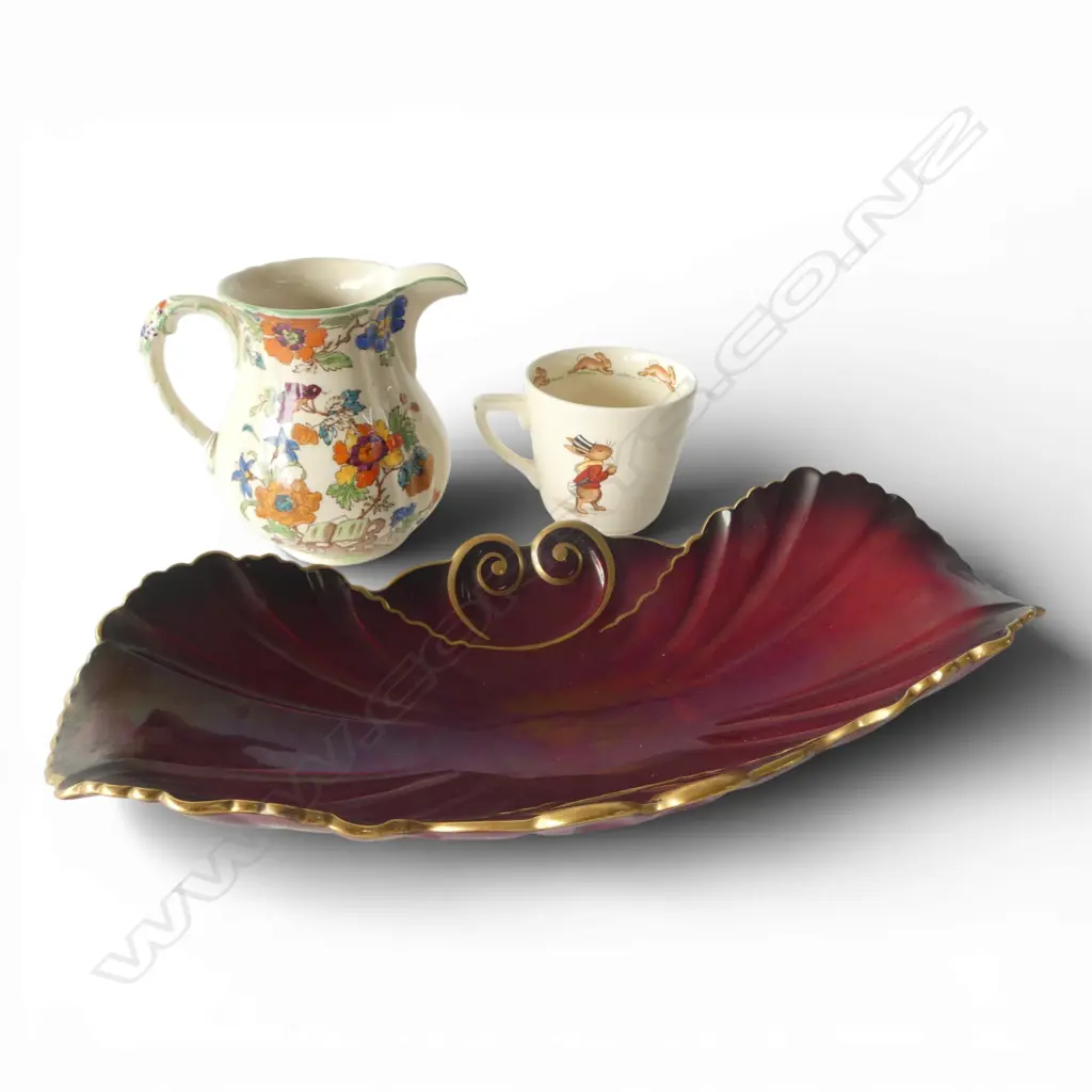 ROUGE ROYALE CARLTON WARE DISH, MASONS JUG & ROYAL DOULTON BUNNYKINDS CUP  Image 1++