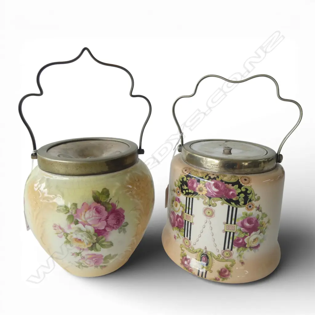2 EDWARDIAN BISCUIT BARRELS H150MM Image 1++