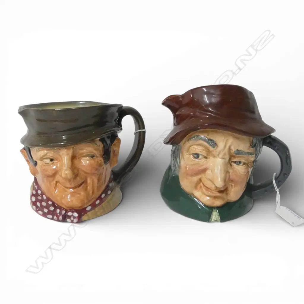 2 LARGE SIZE R/DOULTON CHARACTER JUGS SAM WELLER & UNCLE TOM COBBLEIGH H170MM Image 1++