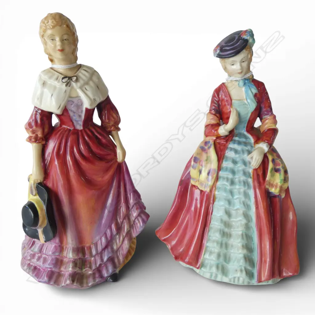 2 PARAGON CHINA FIGURINES LADY MELONIE & LADY CYNTHIA H185MM Image 1++