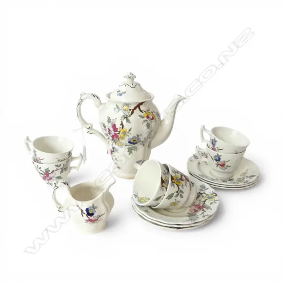 BOOTHS CHINA COFFEE SET CHINESE TREE PAT NO SUGAR BOWL
