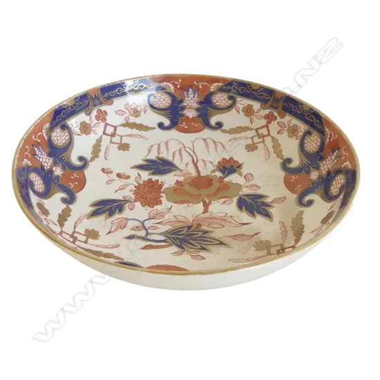 19C SWANSEA CHINA IMARI PAT BOWL CHIP TO FOOT DIA200MM