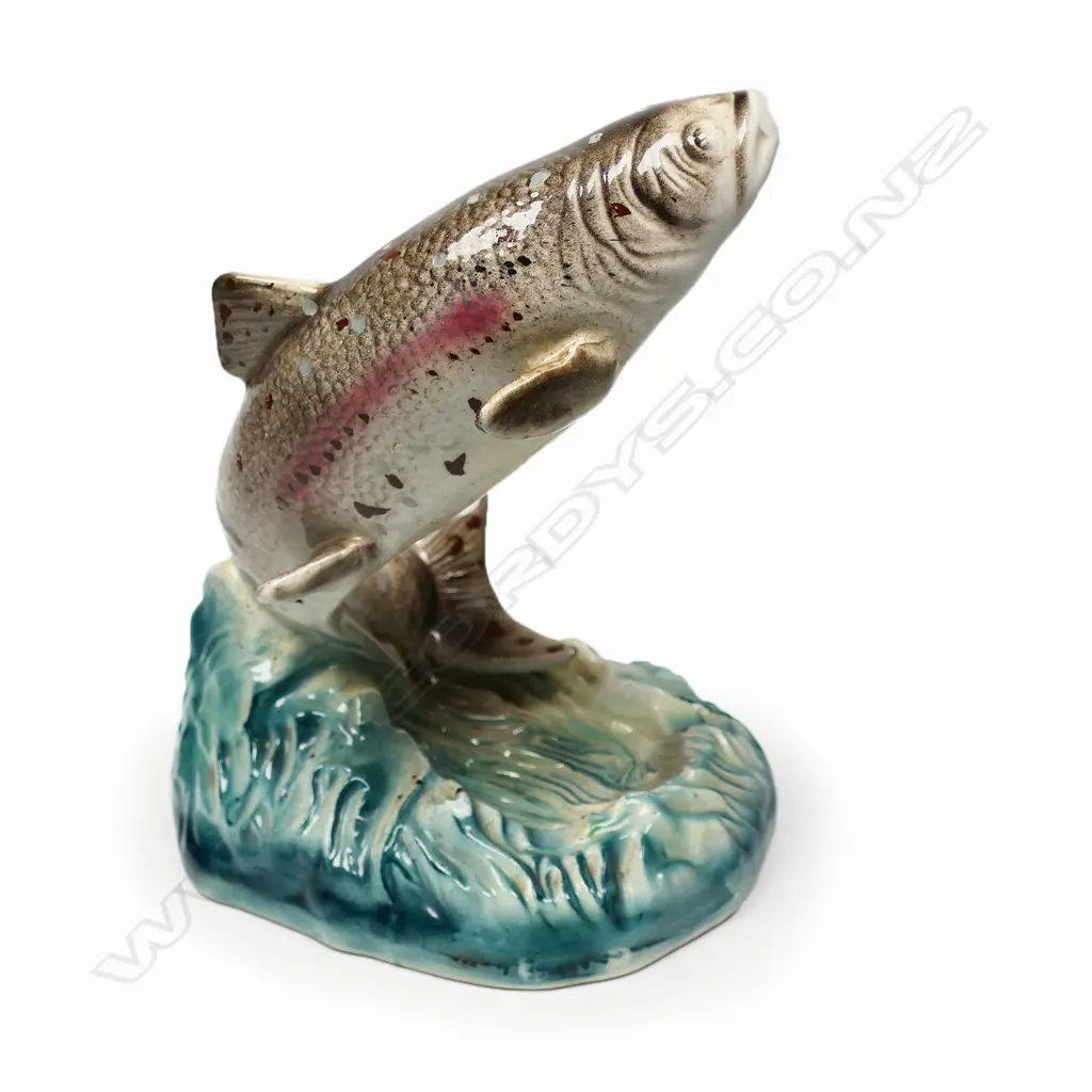 TITIAN STUDIO (1957-67) LEAPING BROWN TROUT FIGURINE, H.180 x 140mm, repair to fin Image 1++