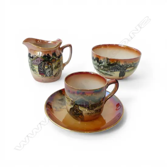GRIMWADES 'MAORI WARE' MILK JUG, SUGAR BOWL, CUP/SAUCER