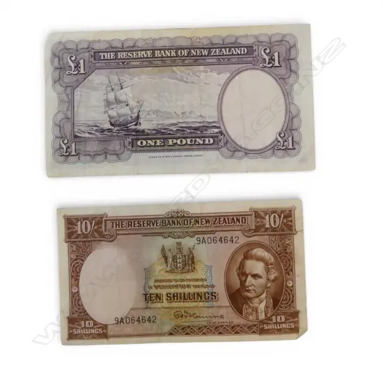 N.Z. £1 FLEMMING BANK NOTE + N.Z. 10/- FLEMMING BANK NOTE