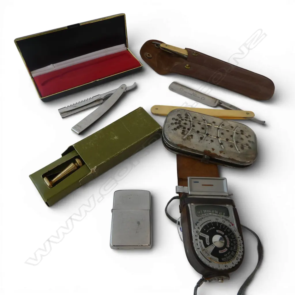 LIGHTER, LIGHT METER, CUT THROAT RAZORS ETC Image 1++