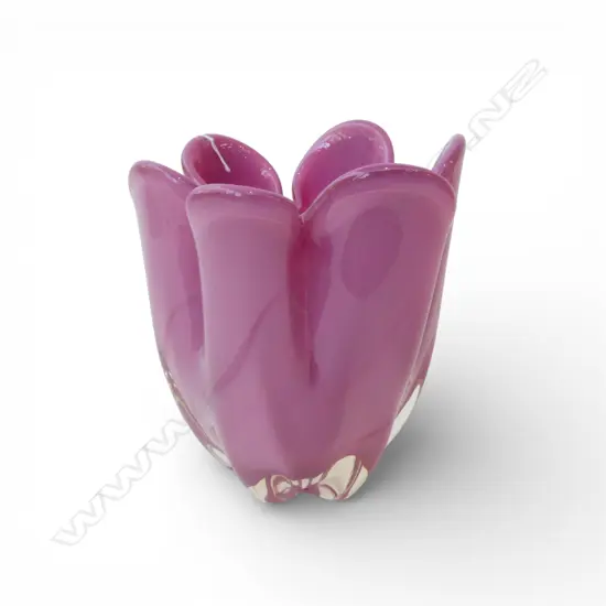 PINK ART GLASS VASE H180mm