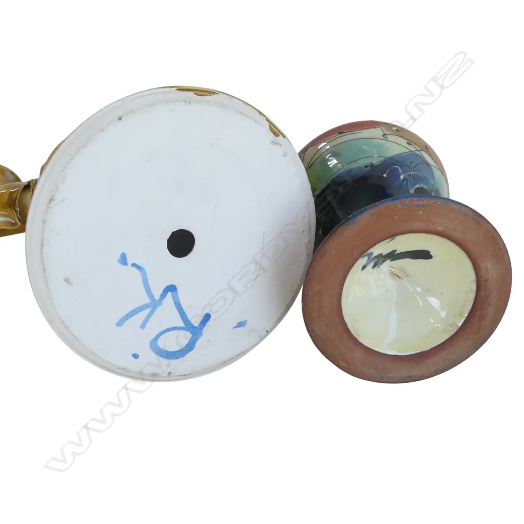 N.Z. STUDIO POTTERY CANDELABRA H.240mm + WINE CUP Ex. Anneke Borren Collection Image 1++