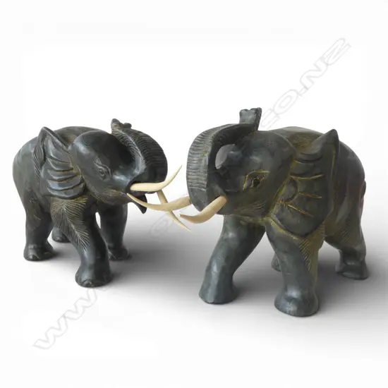 2 ELEPHANTS H.250mm TRUNKS RE-GLUED