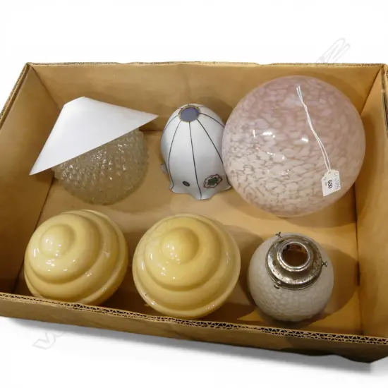 7 VINTAGE GLASS LIGHT SHADE FITTINGS