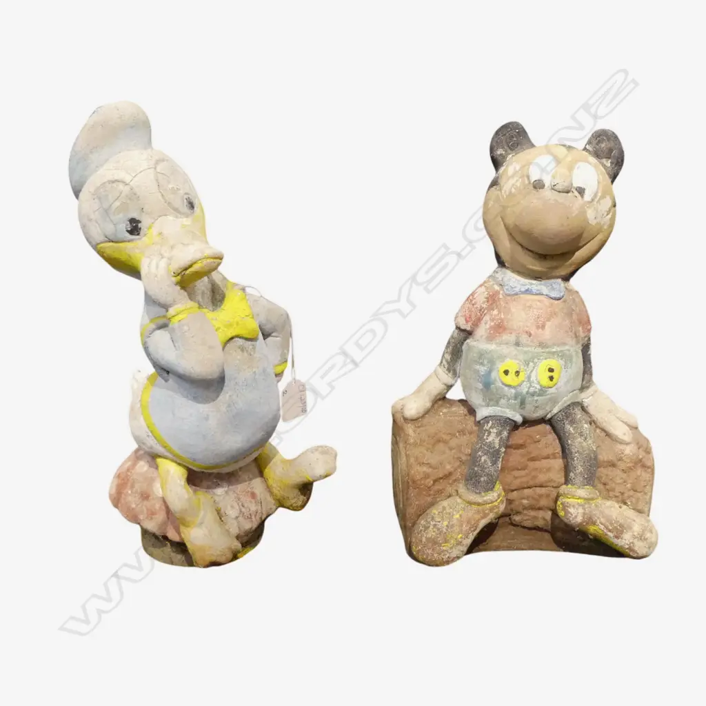 2 CONCRETE GARDEN STATUES; MICKEY MOUSE & DONALD DUCK H.370mm Image 1++