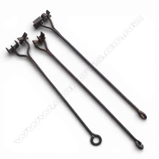 3 CAST IRON VINTAGE BRANDING IRONS L800MM LONGEST