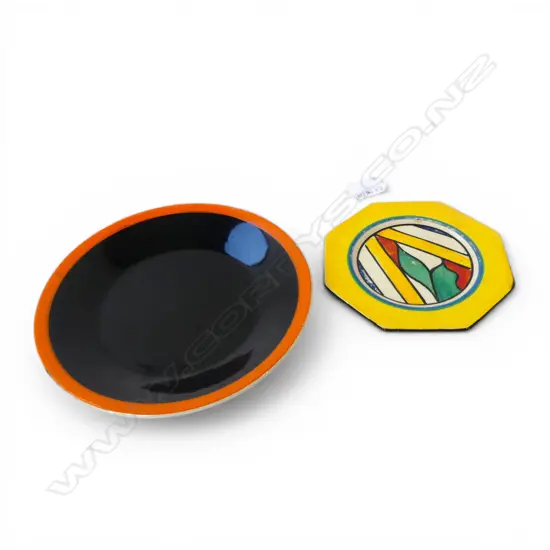 2 CLARICE CLIFF PLATES 210mm dia & OCTAGONAL 145mm dia