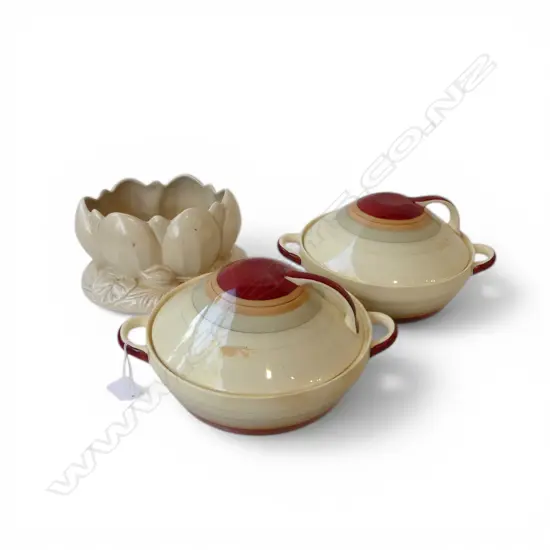 CLARICE CLIFF LILY BOWL W.220mm + 2 SUSIE COOPER TUREENS