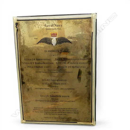 ROYAL NAVY BRITISH PACIFIC FLEET MEMORIAL PLAQUE 630x530mm