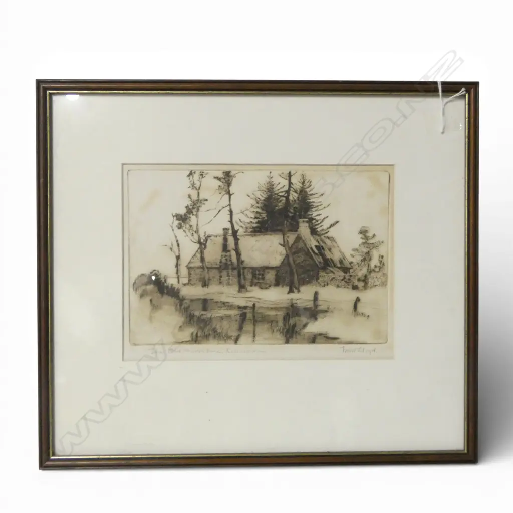 ETCHING THE OLD MISSION HOUSE  SIGNED TREVER LLOYD H180 W240MM Image 1++
