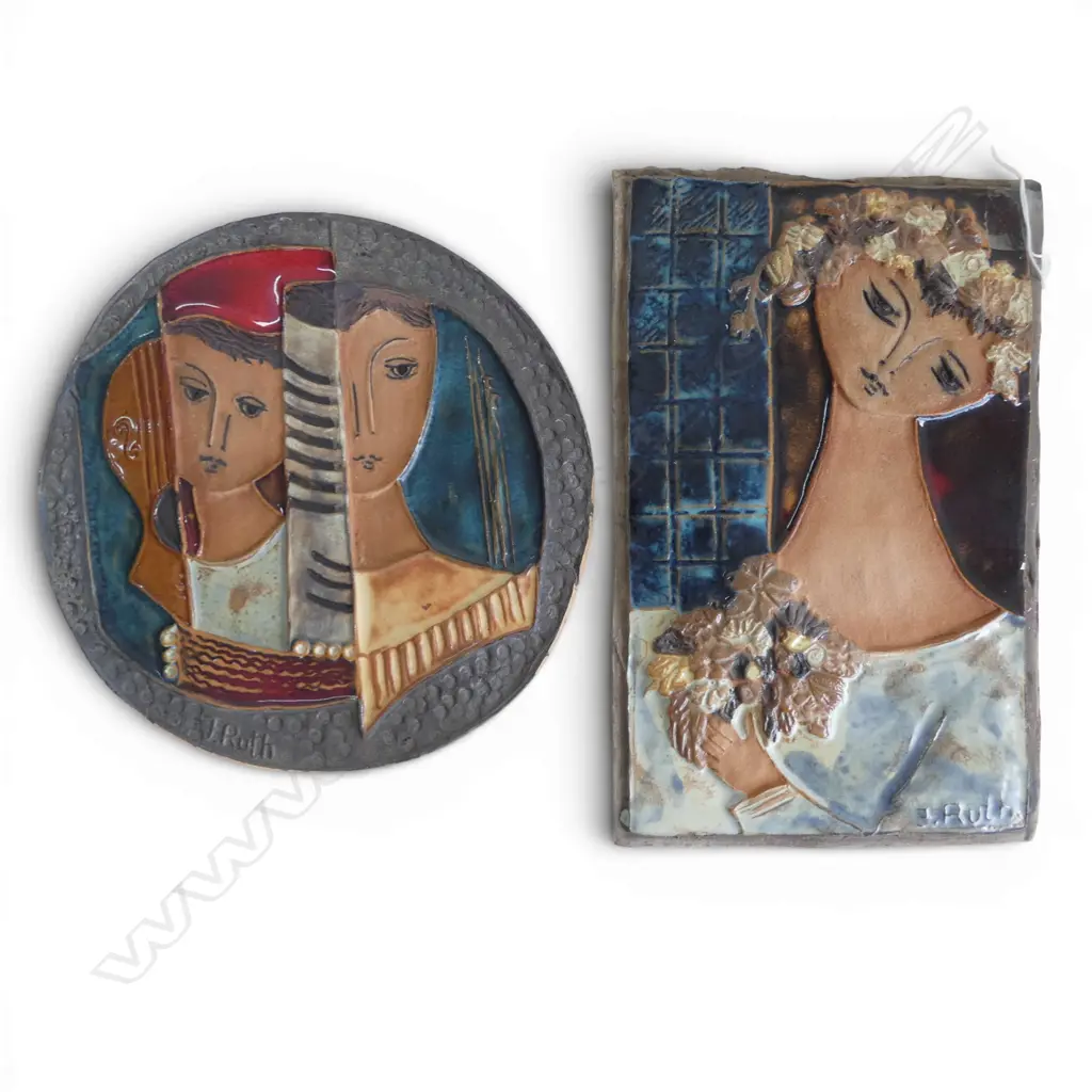 2 J. RUTH CERAMIC TILES 265x170mm, 225mm dia Image 1++