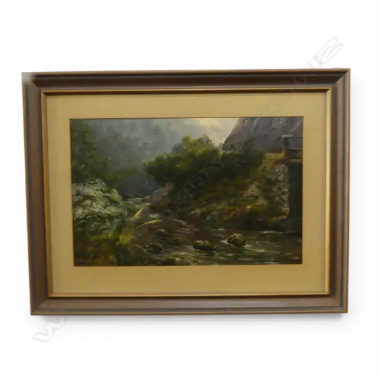 JOHN ELDER MOULTRAY (NZ1865-1922) 'Creek Scene Mamaku Gorge' oil on board signed. Entitled verso. 285 x 445mm