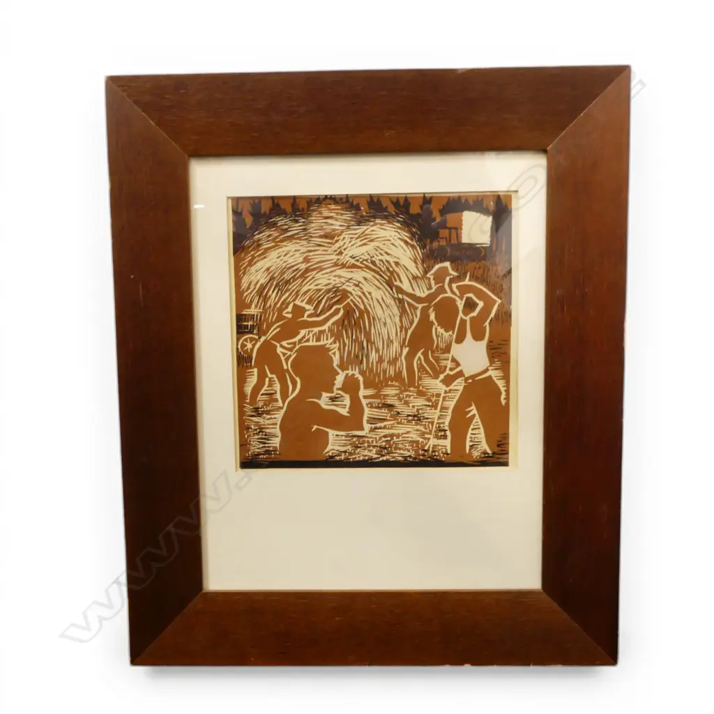 ARTIST UNKNOWN, HAYMAKERS, COLOURED BOOKPLATE, 150 x150mm  Image 1++