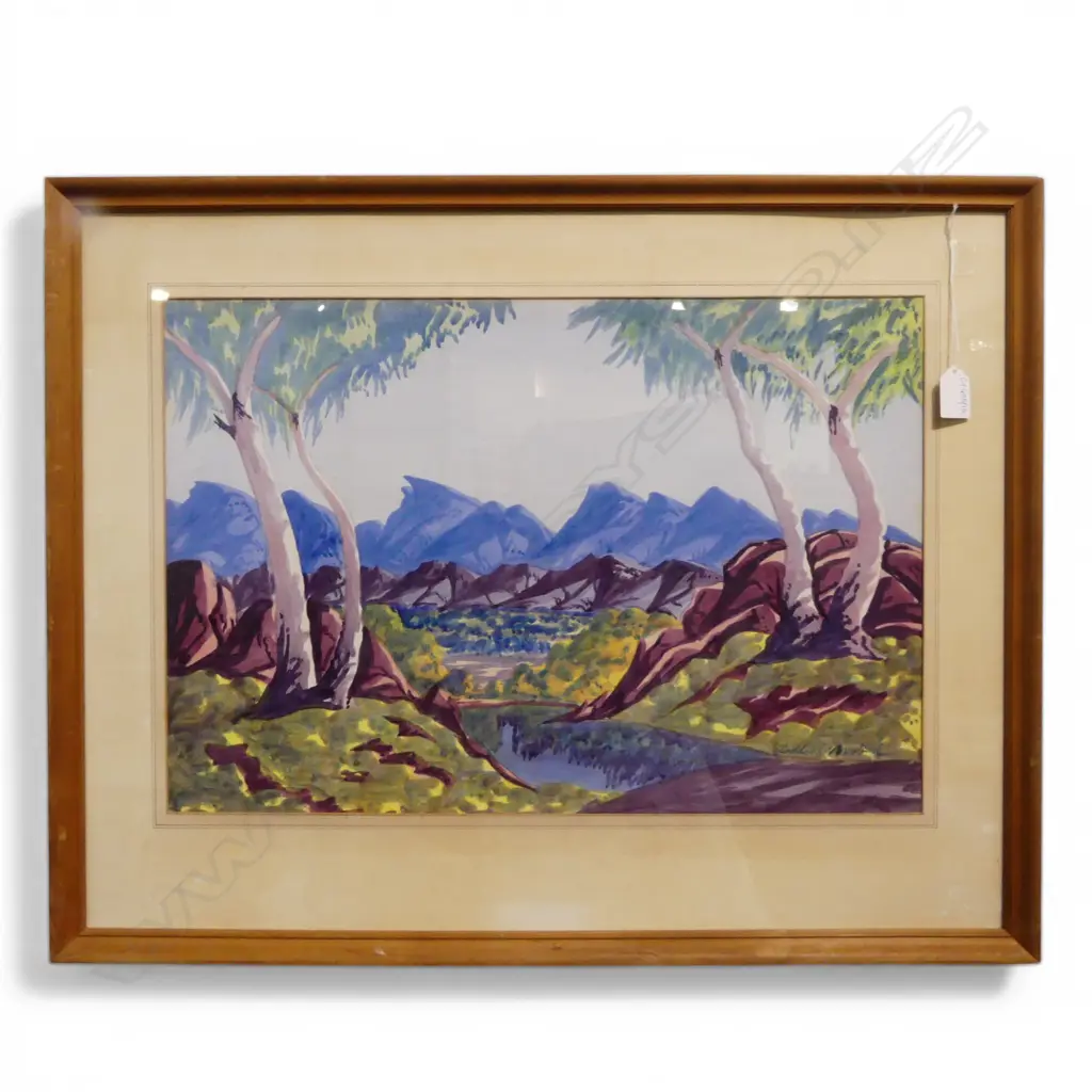 EWALD NAMATJIRA (1930-1984) AUSTRALIAN LANDSCAPE, WC 365x540mm Image 1++