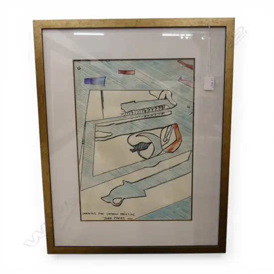 JOHN PAPAS 'DRAWING FOR SHADOW PAINTING' MIXED MEDIA 2002 410x285mm