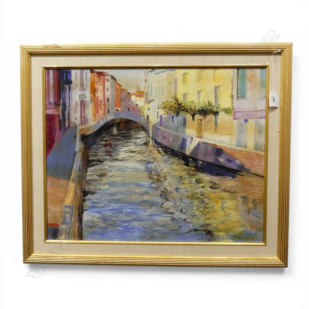 NEALE BEARDEN, CANAL SCENE, OIL ON CANVAS, SIGNED & DATED '89 395x500mm Image 1++