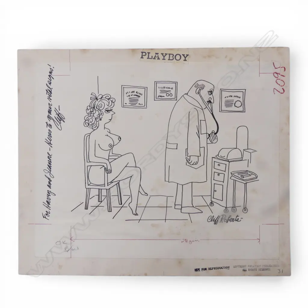 CLIFF ROBERTS, UNTITLED (ORIGINAL ILLUSTRATION FOR PLAYBOY), INK ON PAPER, 280 x 350mm Image 1++