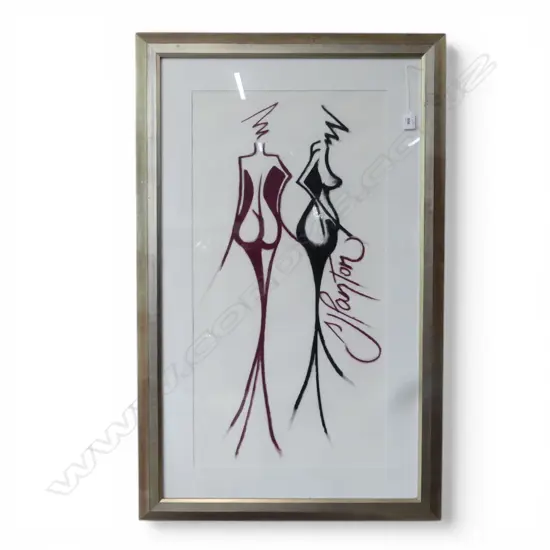 SIGNED ARTWORK, 2 ABSTRACT NUDES 760x390mm
