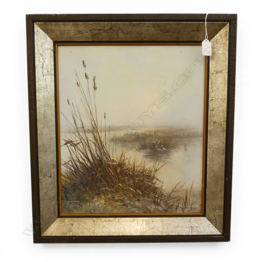 RICHARD PONDER OIL 'REEDS' singed. Entitled verso. 400 x 345mm Image 1++