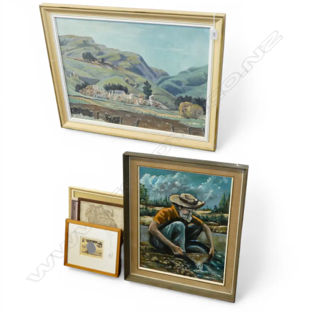 R. HILLMAN, GOLD SIFTER, OIL ON BOARD + JOHN DENNISON AUTUMN AT ARNO, OIL ON BOARD, 420x580mm Image 1++