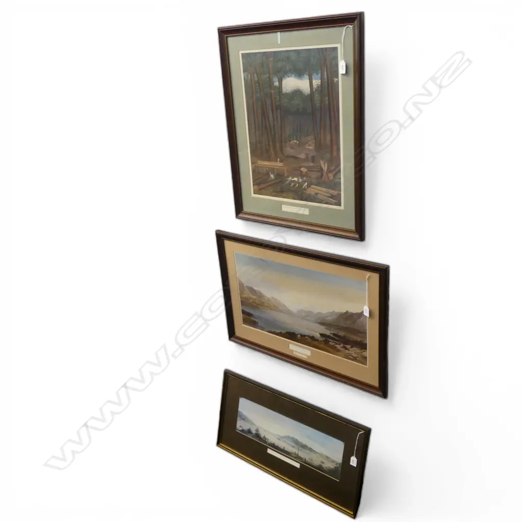 THREE HISTORICAL PRINTS, CHARLES HEAPHY 'KAURI FOREST, WAIROA RIVER, JOHN GULLY 'LAKE PUKAKI' , 'WELLINGTON HARBOUR' Image 1++