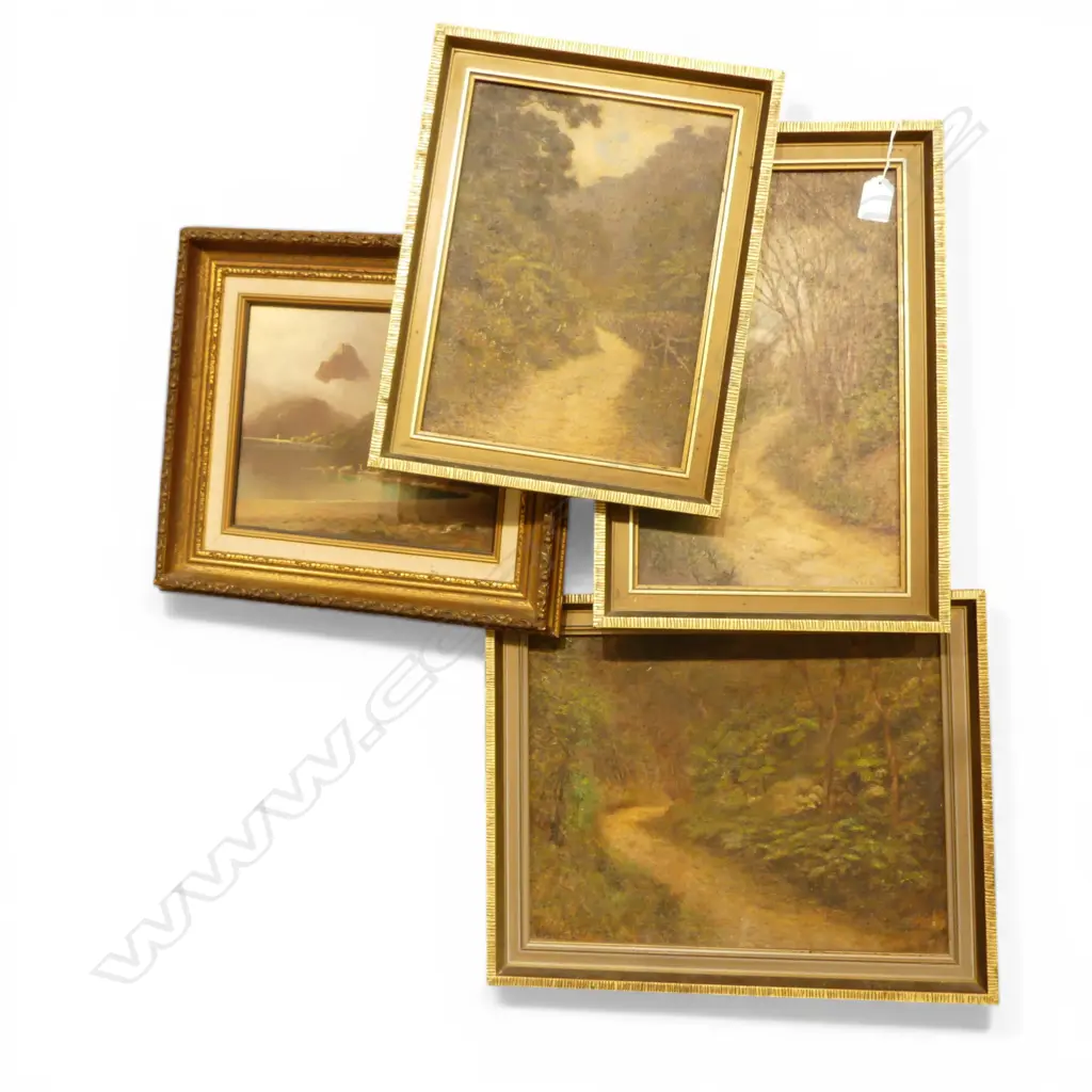 4 SIGNED OIL ON BOARD LANDSCAPES INCL. E. DRAKE 195x235mm Image 1++