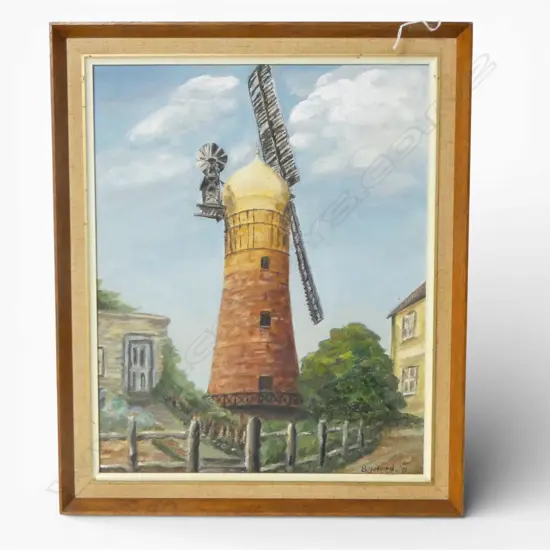 OIL ON BOARD WINDMILL BY B YOLLAND H410 W340MM