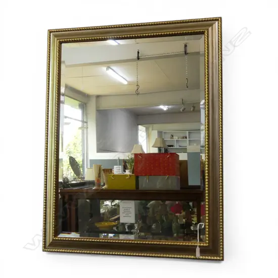 CONTEMPORARY DECORATIVE MIRROR WITH SILVER AND GILT TIMBER FRAME 940 X 720mm