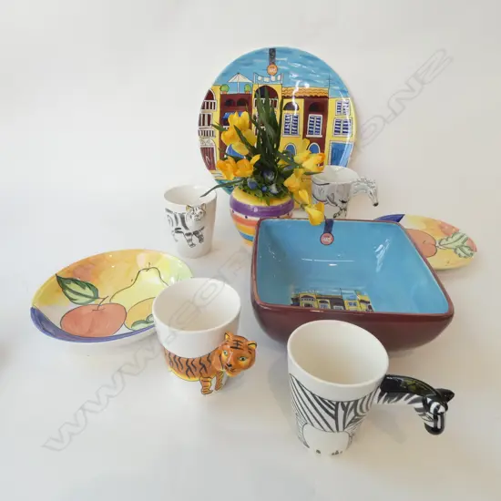 ASST. HAND-PAINTED CHINA Incl. ZOOLOGICAL MUGS