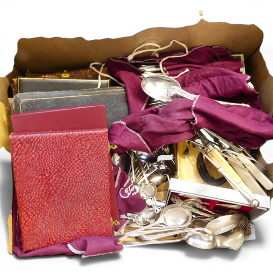 BOX OF ASST. CUTLERY etc