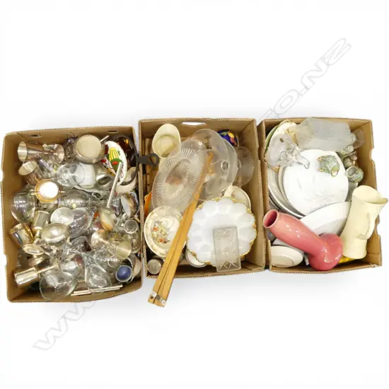 3 BOXES OF ASST. CUTLERY, CHINA EP etc