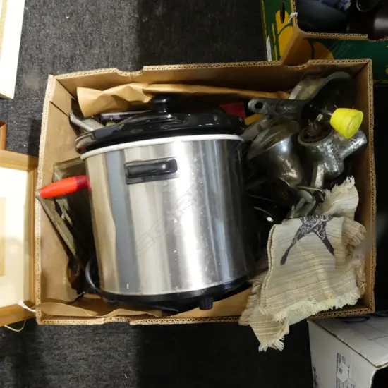 THREE BOXES OF ASST. KITCHENALIA, CHINA, etc