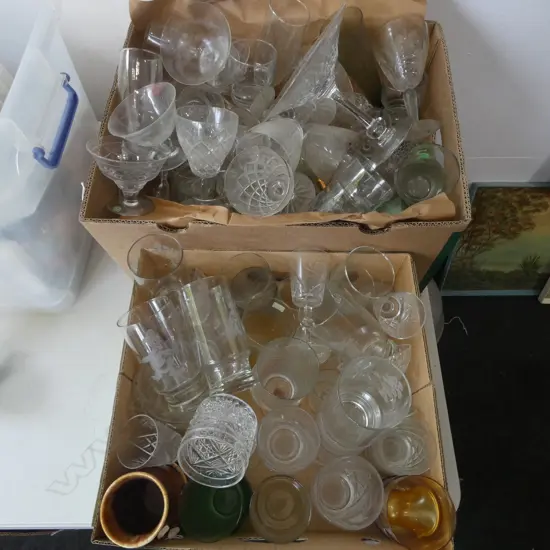 2 BOXES OF ASST. GLASS & CRYSTAL