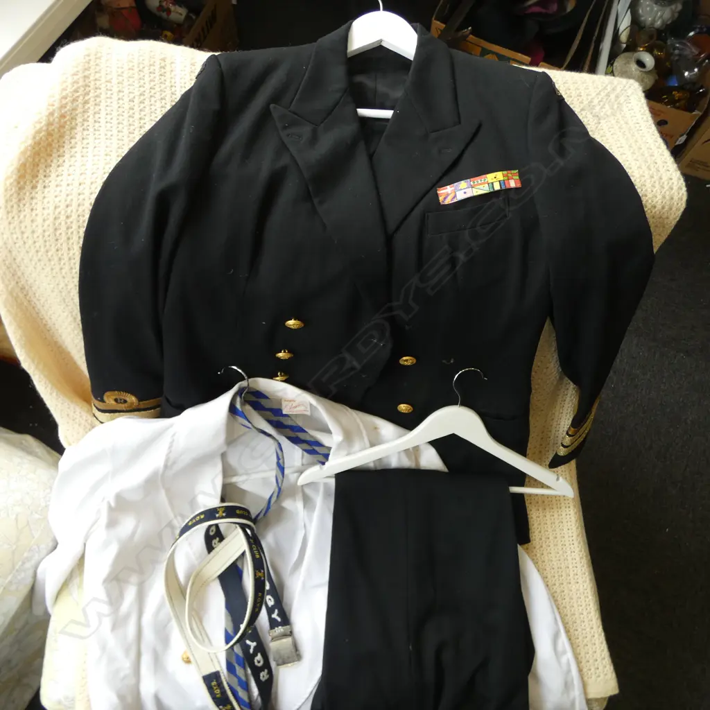 COSTUME NAVY UNIFORM TROUSER, SHIRT & JACKET + THROW Image 1++