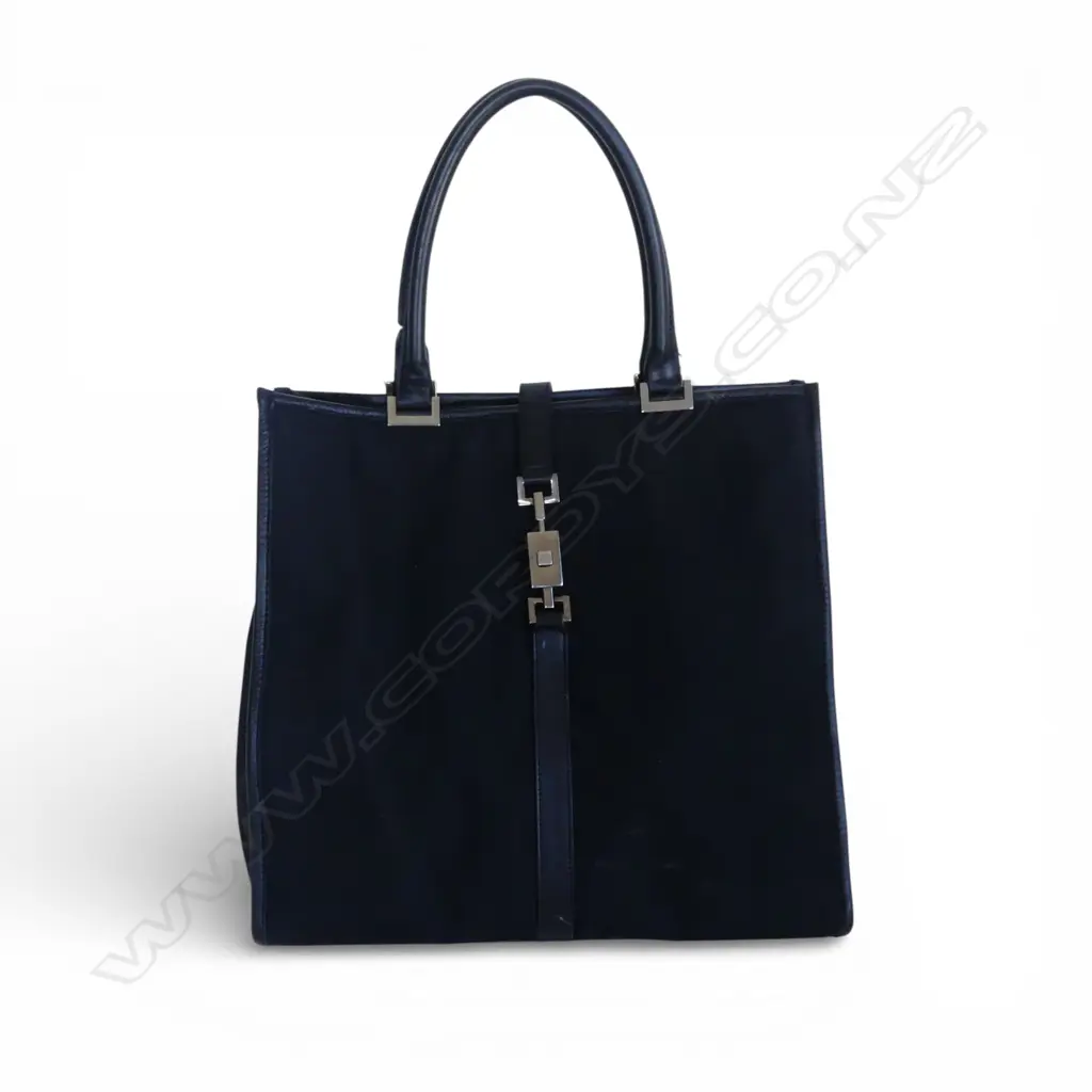 GUCCI 1990'S 'JACKIE' BLACK NYLON TOTE BAG with online authentication receipt Image 1++