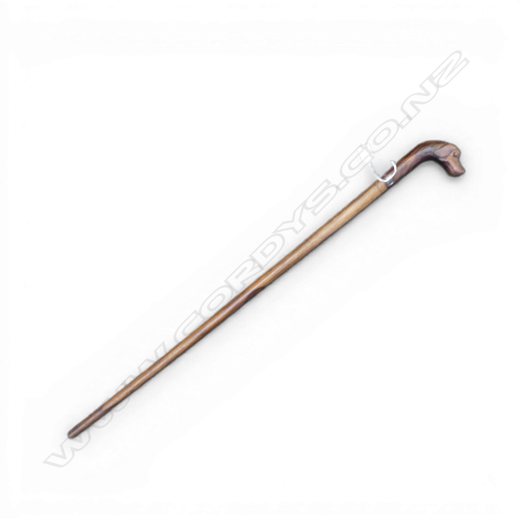 VINTAGE WALKING STICK w. CARVED DOGS HEAD HANDLE L.955mm Image 1++