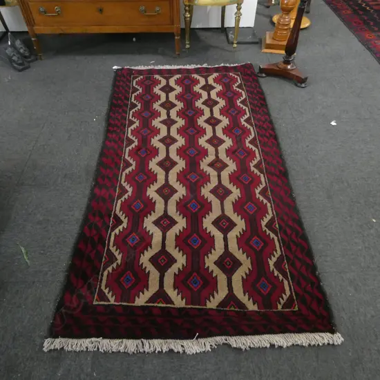 HAND KNOTTED WOOL PILE BALUCHI RUG 950x1900mm