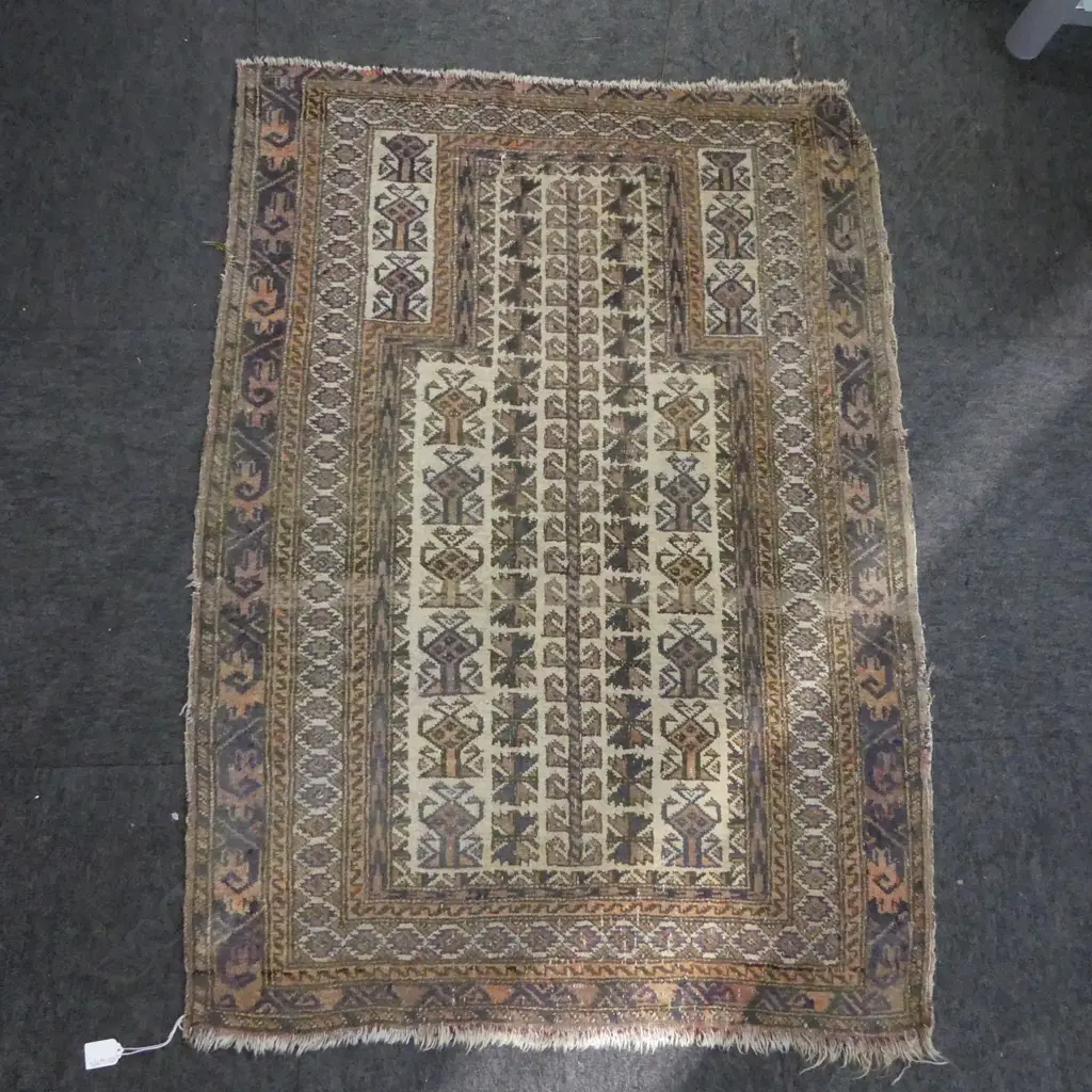 HAND KNOTTED ALL WOOL PRAYER RUG 1150x820mm Image 1++