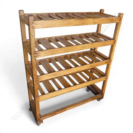 WOODEN BAKERS RACK ON CASTORS 1070x355x1340mm