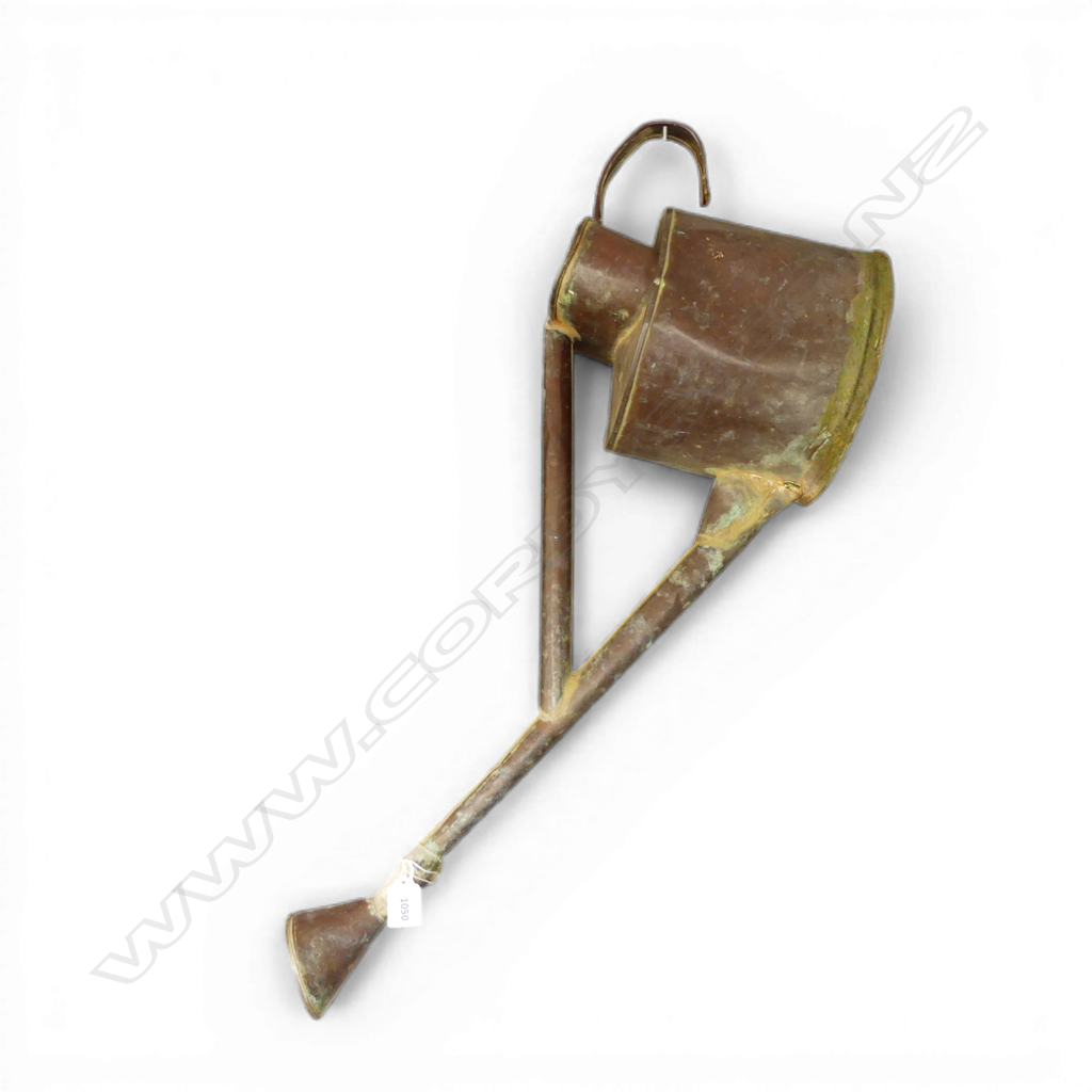ANTIQUE COPPER WATERING CAN with long spout handle needs attention Image 1++