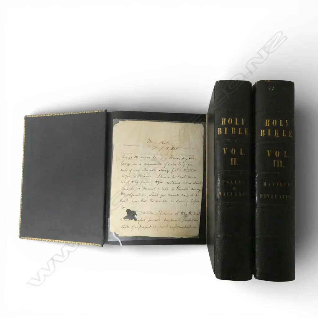 3 VOLUMES THE HOLY BIBLE PRINTED 1830 H300MM Image 1++