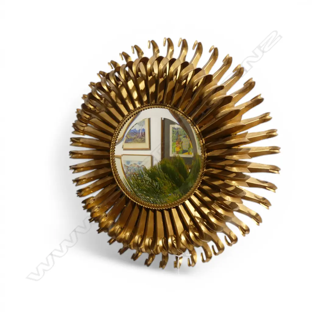 MODERN GOLD METAL MIRROR 490mm dia tiny chips to glass Image 1++