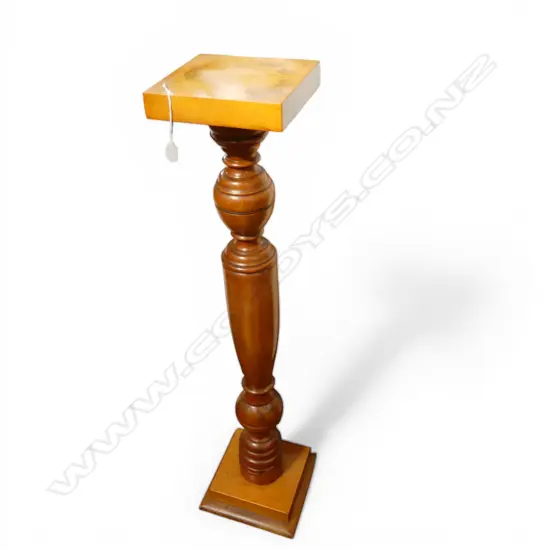 COLONIAL KAURI TURNED COLUMN PEDESTAL. IN GOOD POLISH. H.1145mm