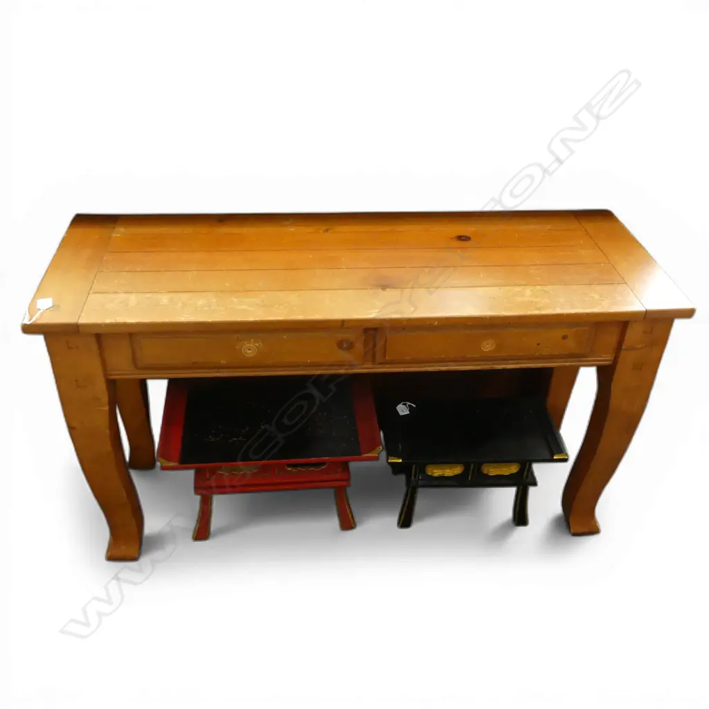 WOODEN HALL TABLE w. 2 DRAWERS, MARKS 1230x435x690mm Image 1++